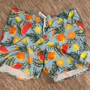 Cubavera Blue Fruit Print Men's Athletic Shorts